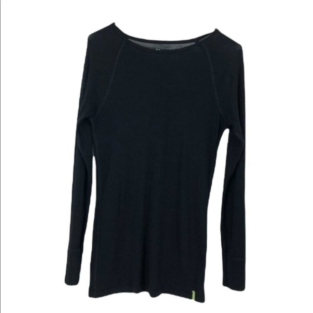 Kathmandu black long sleeve merino wool tshirt xs - fair (holes)